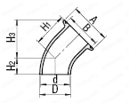 【クリーン洗浄品】サニタリー管用継手　フェルール×溶接４５°エルボ:関連画像