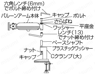 フレキシブル可動アーム（卓上／平面／支柱対応）:関連画像