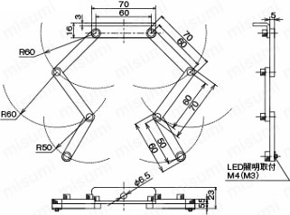 取付冶具（LED照明ホルダ）：外形図