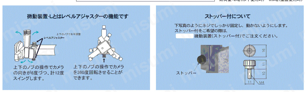 取付冶具（カメラ用、2方向調整）:関連画像