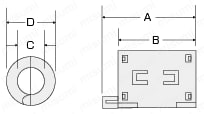 小型フェライトコア(結束バンド固定タイプ):外形図
