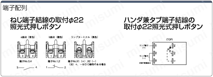 押しボタンスイッチ　取付穴Φ22　照光:関連画像