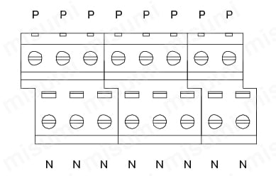 コモン端子台　Pコモン、Nコモン分割（棒端子用）　1対9ｘ2:関連画像