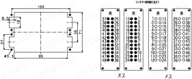 ミスミ防水E型コネクタ（ネジ式結線）:外形図