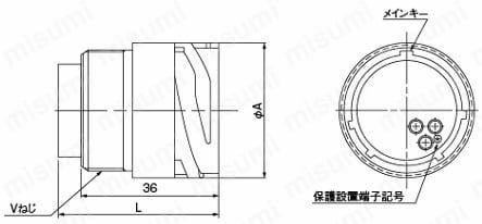 NB01・CE01　防水　中継アダプタ（バヨネットロック）:外形図