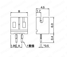 PHコネクタ　ピンヘッダー（垂直取付タイプ） 2芯