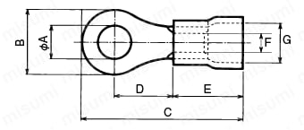 絶縁付圧着端子 丸型（バリュー品）外形図