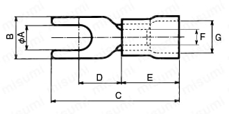 絶縁付圧着端子 Ｙ型（バリュー品） 外形図