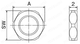 ケーブルグランド（スリムタイプ専用ロックナット）：外形図