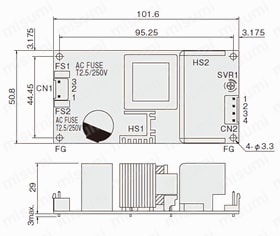 スイッチング電源（オープンフレーム、基板タイプ） 外形図3