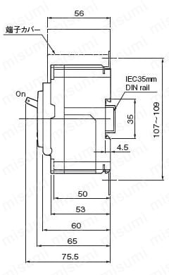 分電盤用漏電ブレーカ 外形図3
