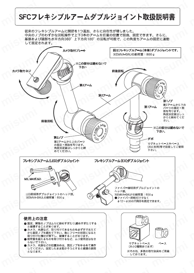 取付治具（カメラ・照明用フレキシブルアーム）:関連画像