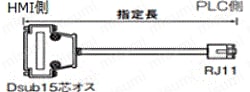 ミスミオリジナルタッチパネル GXシリーズ対応ケーブル:外形図