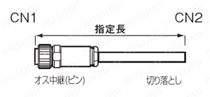 R04コネクタ付ケーブル 中継用_外形仕様イメージ図