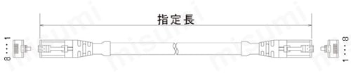CAT6A STP （単線・より線・シールド付） 自由長 LANケーブル 外形図