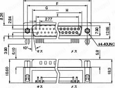 Dsubｺﾈｸﾀ　ハンダ付けタイプ/プレスコンタクト（基板実装型）：外形図