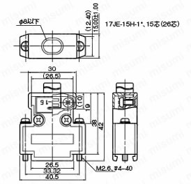 Dsubｺﾈｸﾀ　EMI対策　樹脂フード（薄型/アングル）：外形図