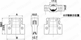 IEEE1284ハーフピッチコネクタ　EMI対策・汎用プラスチックフード：外形図