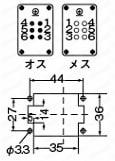 Han防水コネクタ E型コネクタ(ネジ式結線)：外形図