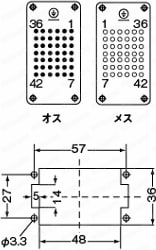 Han防水コネクタ DD型コネクタ(圧着結線)：外形図