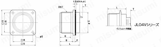 CE05・JL04V　欧州規格・防水　パネル取付レセプタクル（ネジ式） (CE05-2A20-15SD-D-RG):外形図