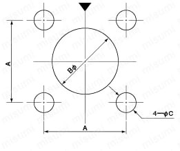 PRC05コネクタ ワンタッチ・中継タイプ(PRC05 connector,   One-touch relay type):コネクタ取付穴外形図