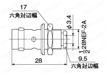 BNCジャック/ハンダ結線・ネジロックタイプ　外形図3