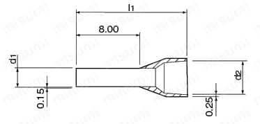 絶縁付圧着端子 専用棒端子 外形図