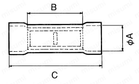絶縁付圧着端子 突合せ型圧着リング 外形図
