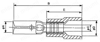 差込み型接続端子 110シリーズ メス(嵌合部露出型) 外形図