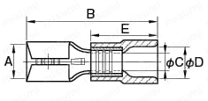差込み型接続端子 187シリーズ メス(嵌合部露出型) 外形図<