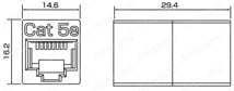 JJアダプタ（中継用ジャック）・UTP・CAT5e：外形図