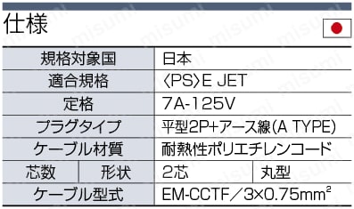 ACコード 固定長(PSE) 片側切り落としプラグ(アース付き):関連画像