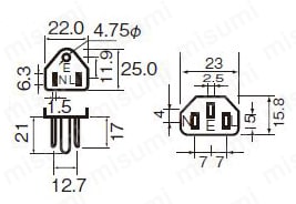 ACコード 固定長（PSE） 両端付き 3P-W-Xプラグ/ソケット形状