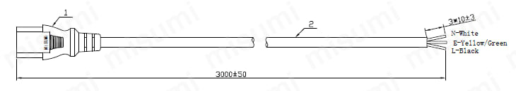 ACコード 固定長(PSE) 片側切り落としタイプソケット EE-JMSS-3関連画像