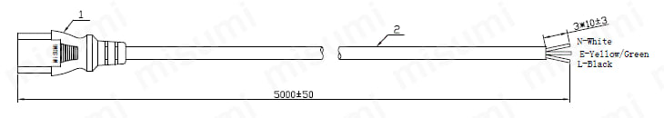 ACコード 固定長(PSE) 片側切り落としタイプソケット EE-JMSS-5関連画像