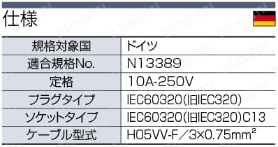 ACコード 固定長(VDE) 両端付き:関連画像