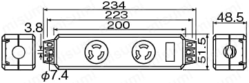 OAタップ 2ヶ口（高電圧タイプ20A）:外形図