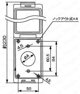 産業用引掛形コンセント　防塵カバー（埋込アウトレット専用）:外形図