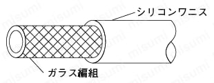 耐熱シリコンチューブ（ガラス編組＋シリコンワニス） 外形図