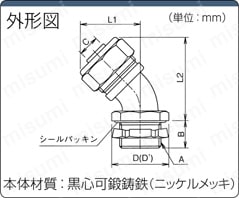 金属製コンジット コネクタ（45度アングル）:関連画像