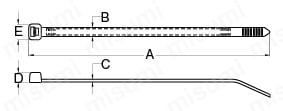 耐熱結束バンド（ふっ素樹脂製） 外形図