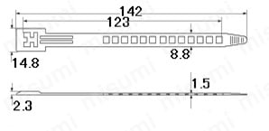 結束バンド（電源コード結束タイプ） 外形図 PCT-140