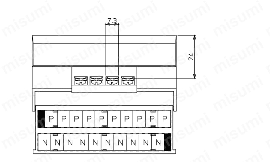 MWI-COM-P10N10 | コモン端子台 Pコモン、Nコモン分割 1対10ｘ2極