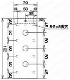 スチール中型スイッチボックスW70×H55 単品：外形図