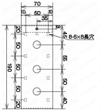 スチール中型スイッチボックスW70×H55 単品：外形図