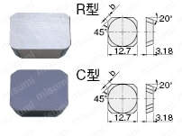 フライスカッター用チップ　四角タイプ:関連画像