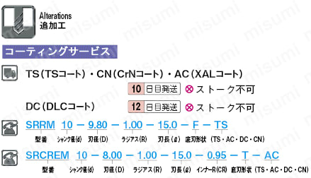 超硬直刃ラジアスエンドミル 2枚刃/インナーR付タイプ | ミスミ