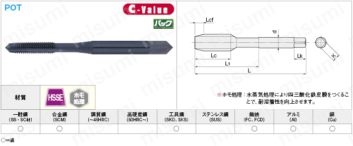 POT-M2-0.4 | ハイス鋼ポイントタップ | ミスミ | MISUMI(ミスミ)