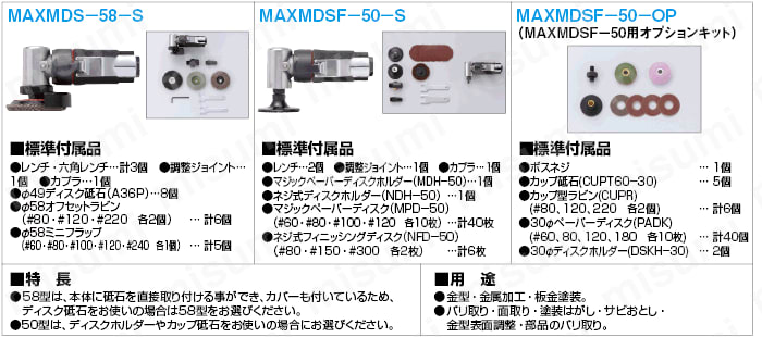 アングルグラインダー／オプションキット／ベルトサンダー:関連画像
